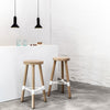 Connect bar stool in raw look oak with white footrest